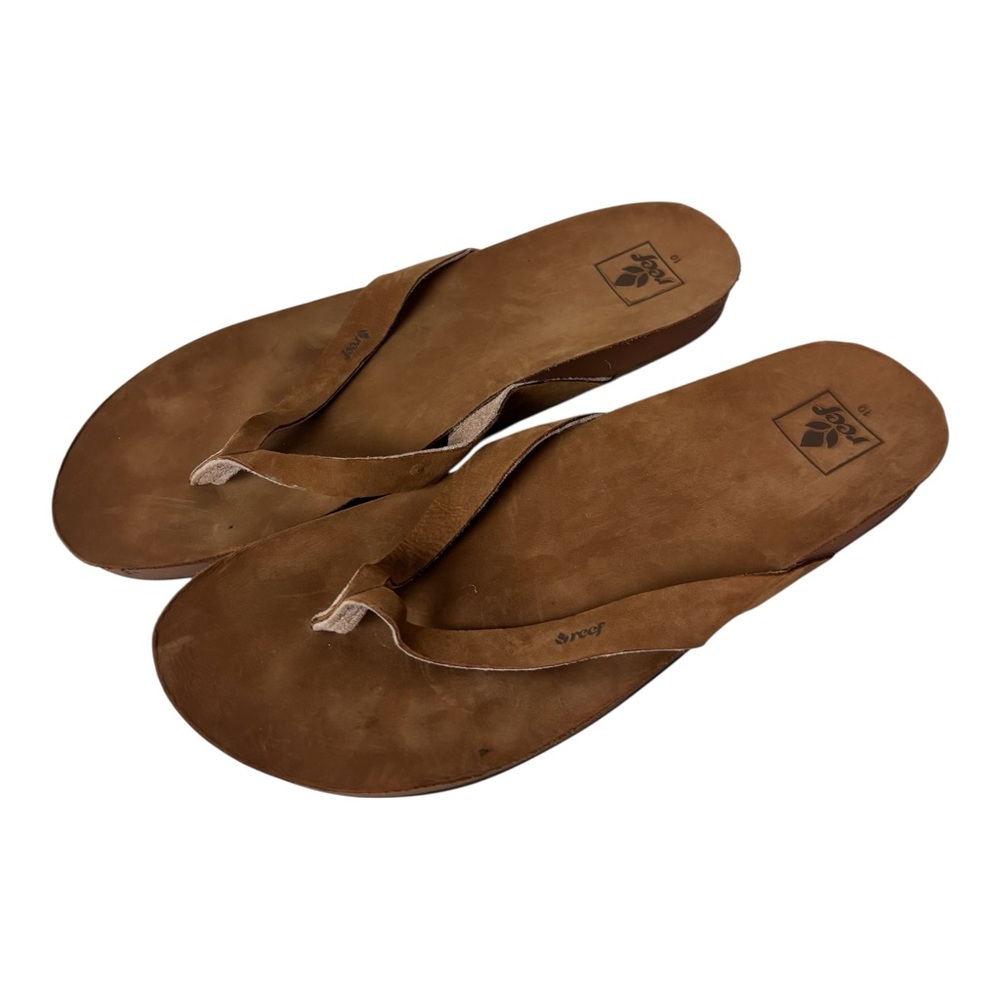 Reef flip flop thong sandals brown leather women’s size US 10 EU 41